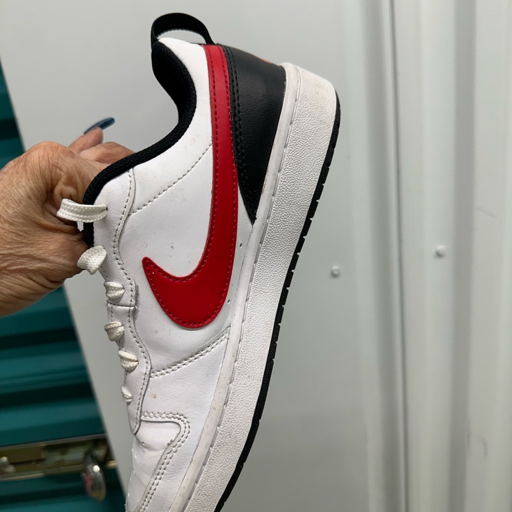 Nike Men's White and Red Sneakers with Black Accents